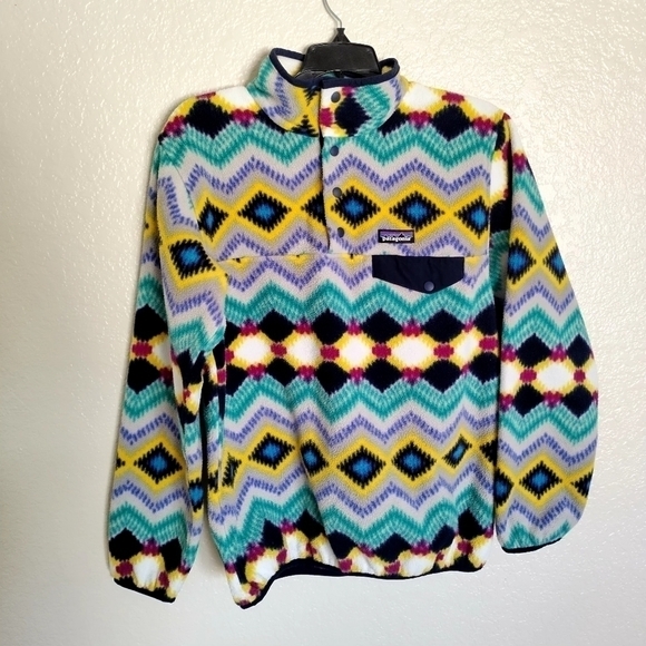 PATAGONIA Synchilla SNAP-T Fleece PULLOVER Aztec TIMBER TWIST Chevron sz M - Picture 1 of 6